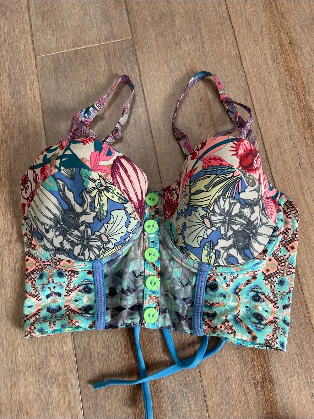 Maaji underwired corset-style swim bikini set top M bottom L